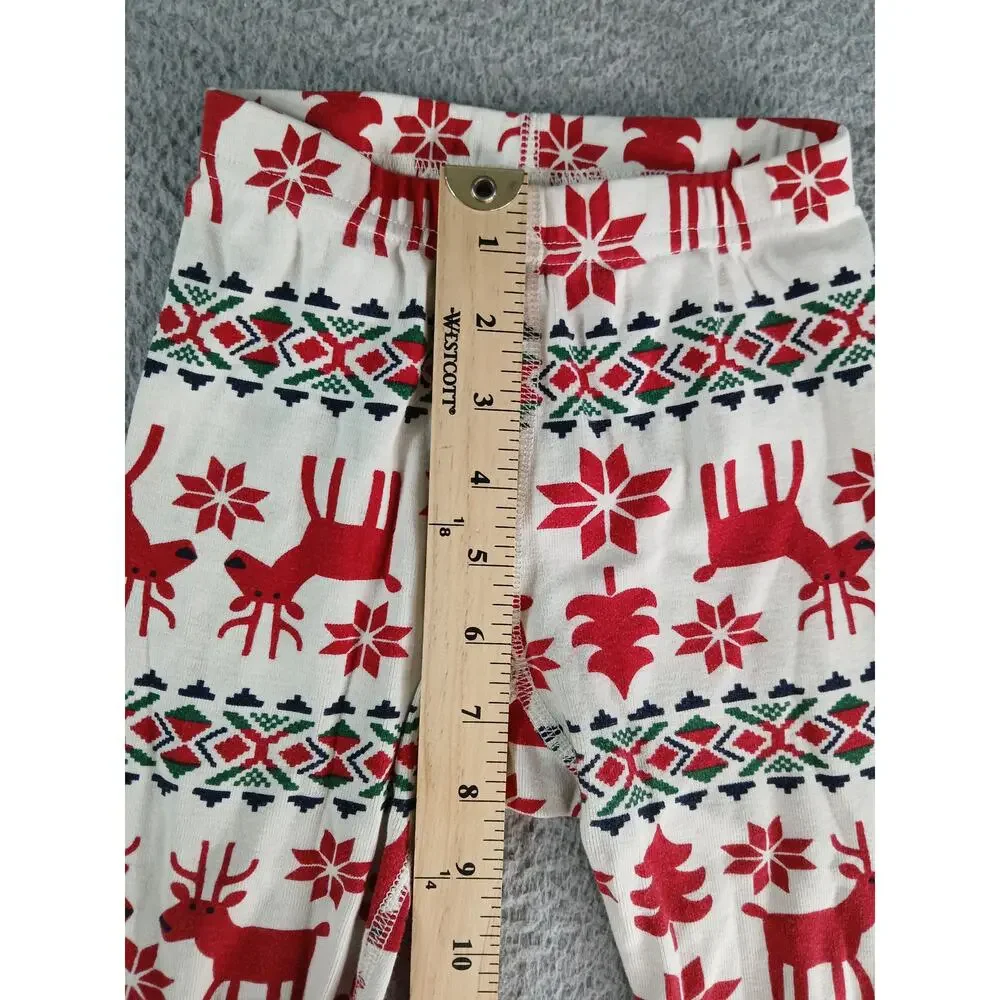 Hanna Andersson Pajama Set Kids 100cm 4 Red Christmas Reindeer Organic Cotton